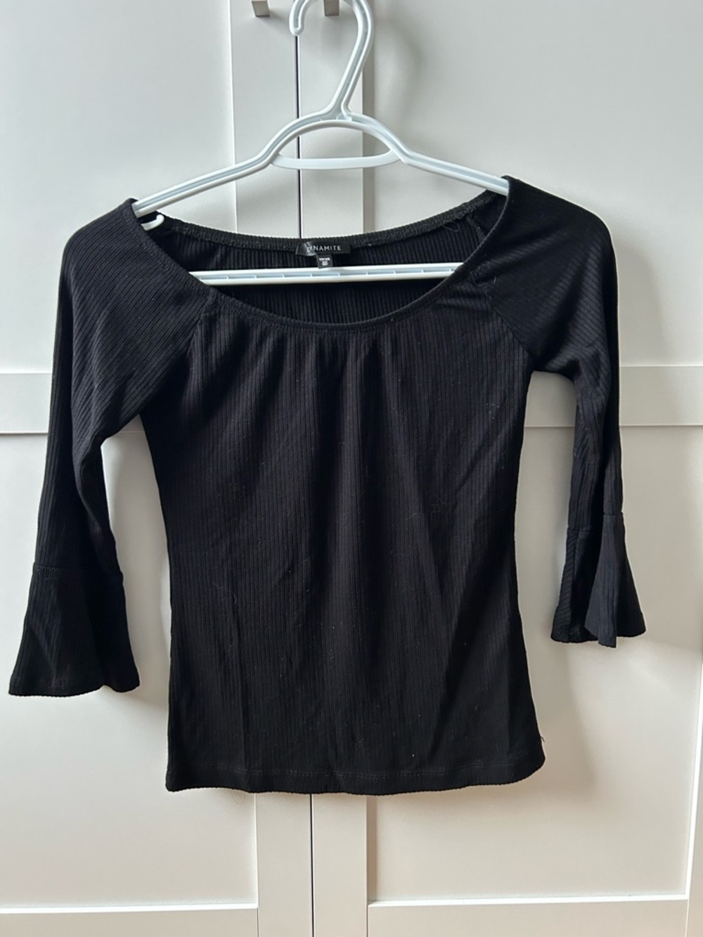 Dynamite Black Ribbed Off-Shoulder Top - Picture 2 of 7